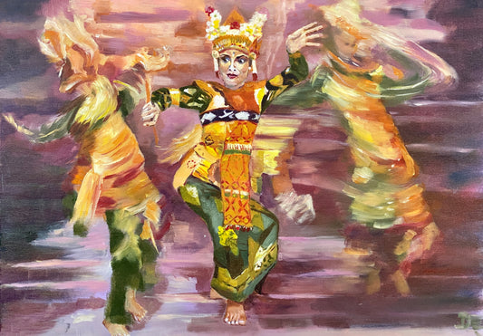 Legong dance, oil painting